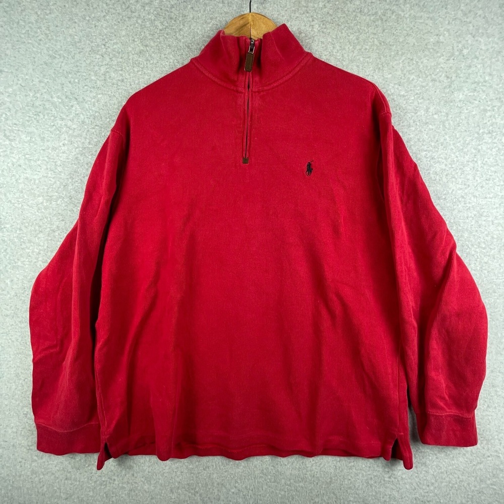 Vintage Polo Ralph Lauren Sweatshirt Mens XXL Quarter Zip Cotton Pullover 90s